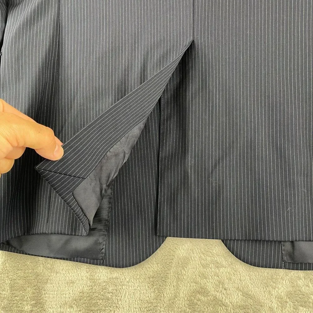 Brooks Brothers 1818 Fitzgerald Blazer Jacket Men 44R Blue Striped 100% Wool‎